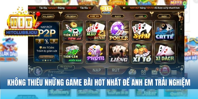 Hệ thống game bài hot của hitcluba